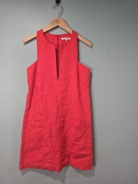 Emerson Fry 100% linen red cut out Smock mod dress size Xs